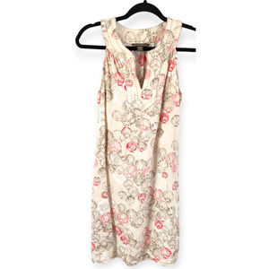 Tommy Bahama Women's Sleeveless Linen Tan Dress with Fan Shell Pattern Size XS